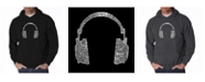 LA Pop Art Men's Word Art Hoodie - Headphones - 63 Genres of Music